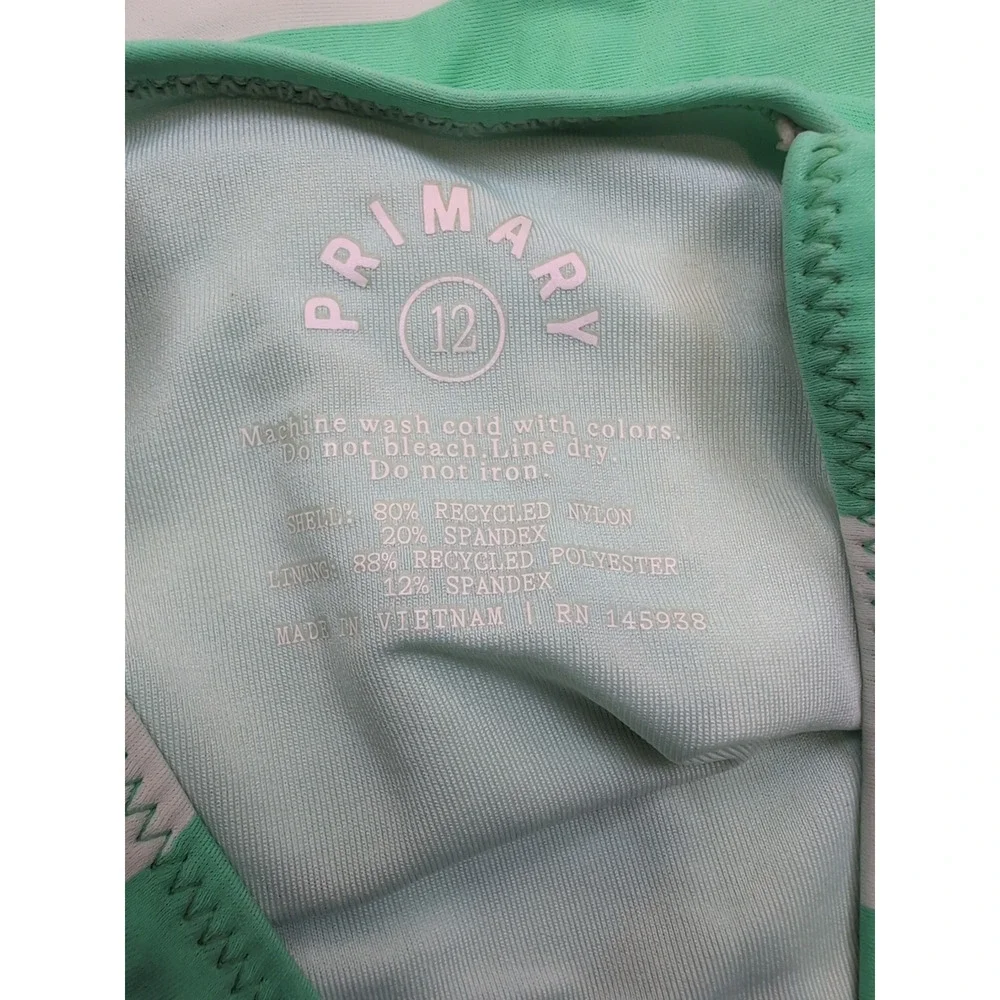 12 Primary Green Stripe Tankini Top